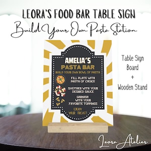 Personalized PASTA Bar Buffet Table Sign, Custom PASTA Station Sign, Food Bar Sign, Party Table Sign, Menu Cards, Party Decor, Banner & Sign