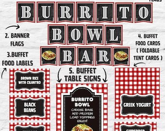 Build Your Own Burrito Bowl Bar | Food Bar Buffet Sign, Buffet Cards, Personalized Table Sign, Food Tent Cards & Labels, DIY Party Setup
