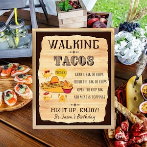 Laufendes Taco Bar Schild - Bauen Sie Ihre eigene Taco-Station | Fiesta Party Tischschild | Benutzerdefinierte Buffet-Schaumstoffbrett | Gedruckt Food Bar Decor
