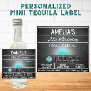 Étiquette imprimable personnalisée pour bouteille de tequila, 50 ml, 700 ml, 1 litre, cadeau d&#39;anniversaire personnalisé, cadeaux, cadeaux pour elle, impression personnalisée