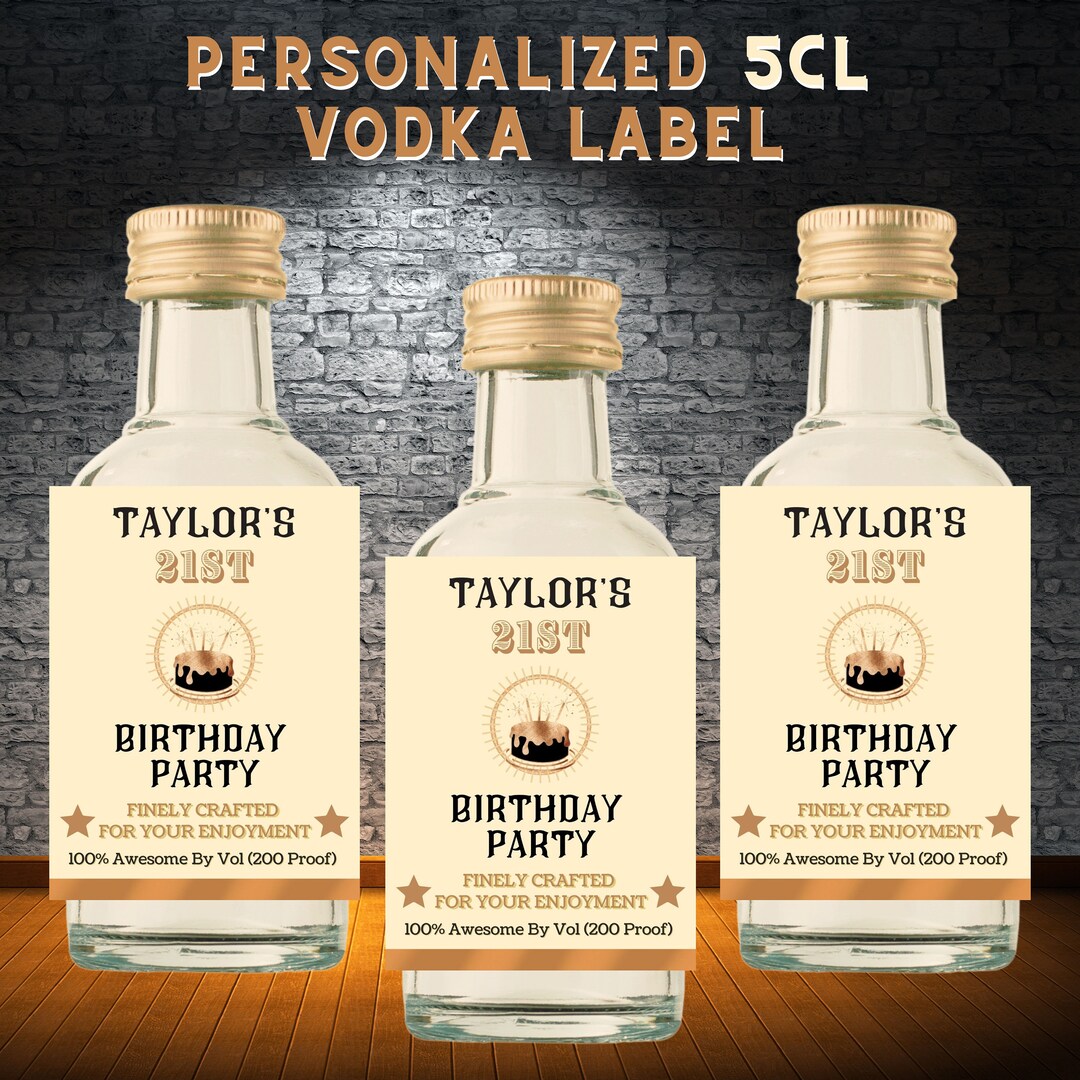 Printable Custom Vodka Bottle 50ML Mini Bottle Label Template - Etsy