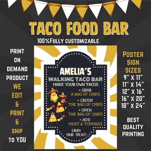 Bauen Sie Ihre eigene TACO Bar, Taco Station Tischschild, Food Bar Poster, Buffet Schild, Party Food Decor, DIY Einrichtung, individuelles Taco Schild