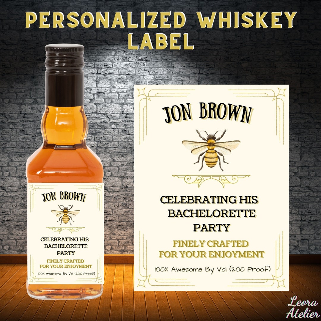 Printable Custom Tennessee Honey Whiskey Bottle 50ML Mini Label
