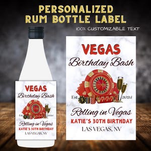 Personalized RUM Bottle Label, 50ML 750ML 1L, Birthday Gifts for Her, Gifts for Him, Party Favors, Vegas Birthday Weekend