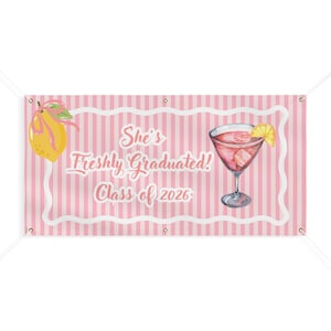 Striscione opaco per la classe di laureati del 2026 / Decorazioni per feste di laurea, striscione personalizzato con nome, insegna moderna di congratulazioni per la laurea, sfondo per feste.