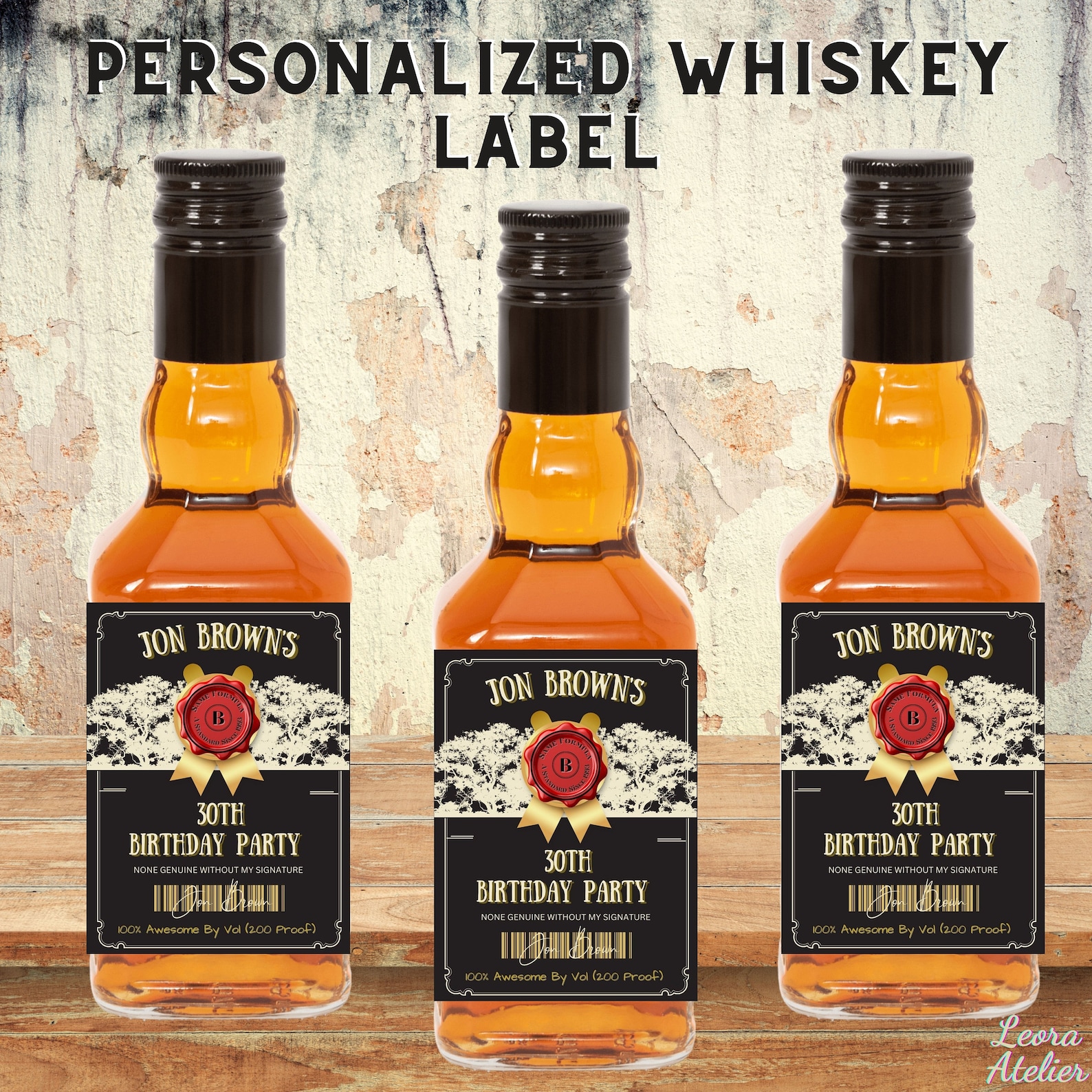 Printable Custom Whiskey Bottle Label Template, Fits Bottle Sizes 5CL ...