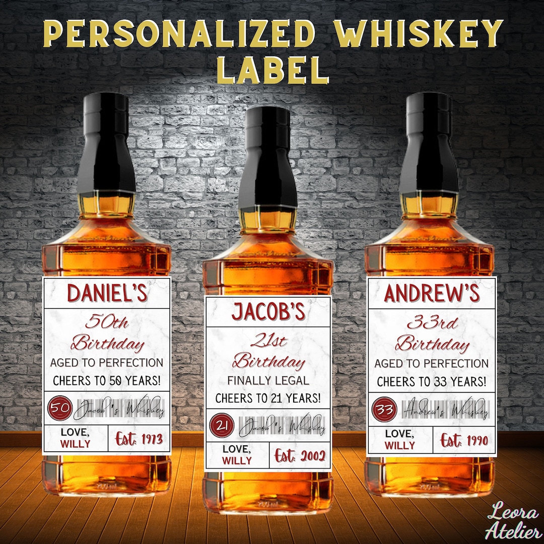 Booze Labels Personalized Whiskey Bottle Label, Custom Liquor Label, Birthday Bottle ...