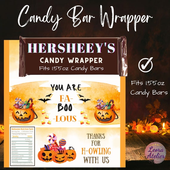 Halloween Candy Bar Printable Wrappers Candy Bar Template - Etsy