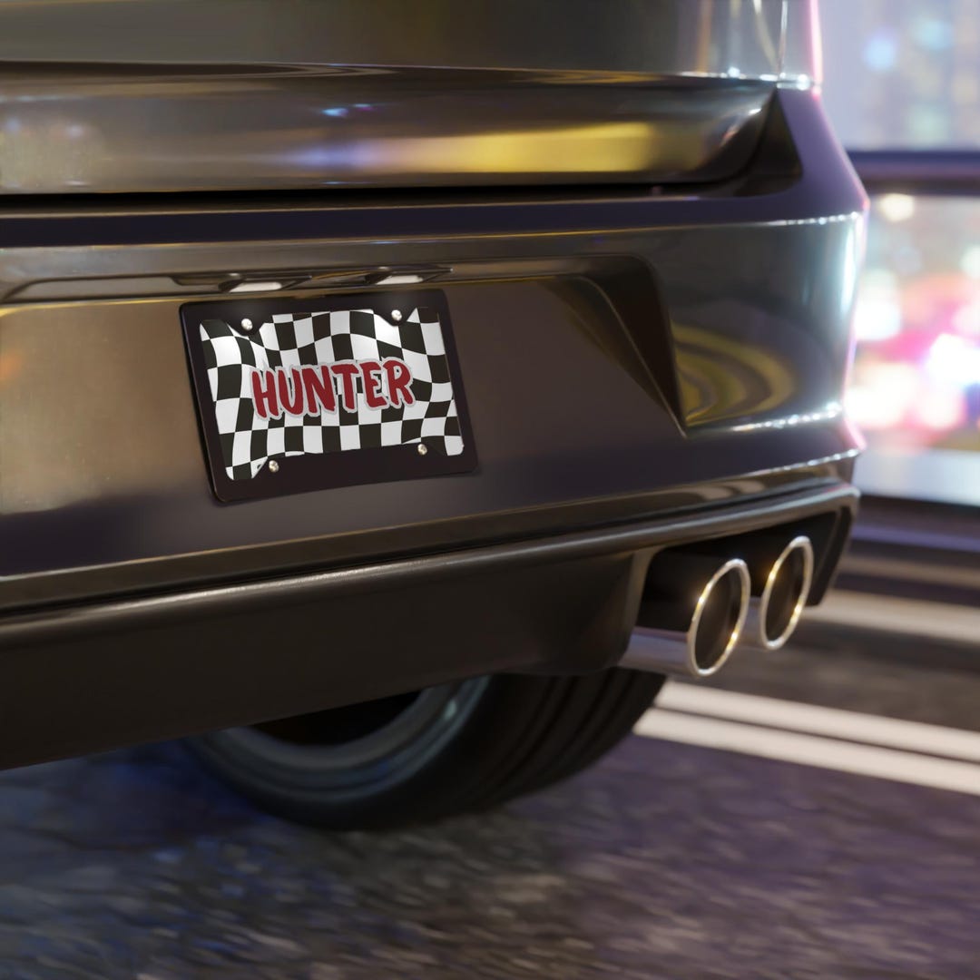 Custom Checkered Flag Car License Plate | Custom Vanity Plate ...