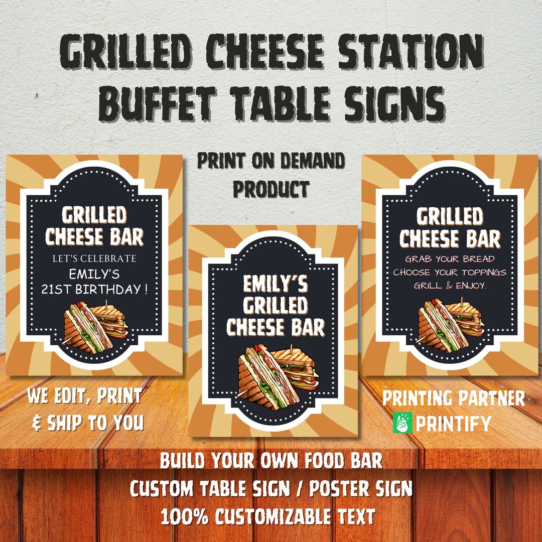 Build Your Own Grilled Cheese Bar Sign | Sandwich Station Poster ...