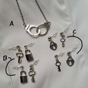 BTS Enhypen Punk Handcuff Lock Key Necklace Hoop Stud Earrings - Etsy
