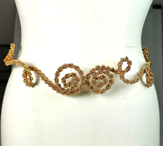 Italian 90s Calfskin Belt w/ Buckle Embellished w/ Semi-Precious Gems Vintage 90s Rhinestone Belt: Floral Tooled Leather, Ornate  main image 4