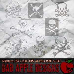 Skull and Crossbones Bundle 3 - High resolution svg, AI, png and MORE!