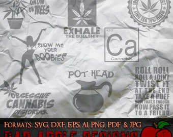 Funny Marijuana Bundle 7 - High resolution svg, AI, png and MORE!