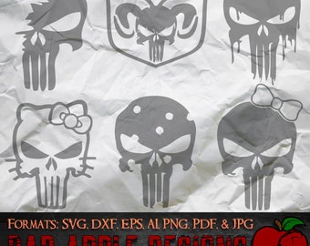 Punish Skull Bundle 2 - SVG, AI, PNG e ALTRO ad alta risoluzione!