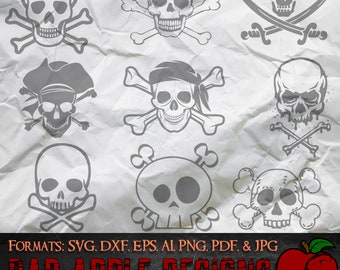 Skull and Crossbones Bundle 4 - High resolution svg, AI, png and MORE!