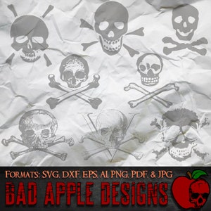Skull and Crossbones Bundle 1 - High resolution svg, AI, png and MORE!