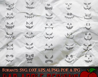 Jack-O-Lantern Face Bundle 3 - High resolution svg, AI, png and MORE!