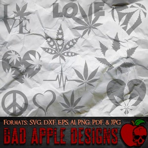 Marijuana Heart Bundle 1 - Svg haute résolution, AI, png et PLUS !