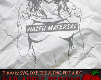 Material Waifu 1 - ¡Svg, AI, png de alta resolución y MÁS!