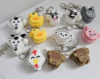 3D Printed Farm Animal Fidget Keychain: Highland Cow, Duck, Donkey