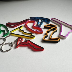 F1 Race Track Keyrings in Two Colours (3D Printed) - Perfect gift idea for motorsport fans/stocking filler/ momento