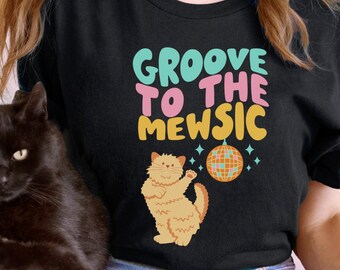 Groovy Cat Shirt for Women, Funny Cat Lover Gift, Hippie Shirt, Loves Cats Tshirt, Cat Mom T-Shirt