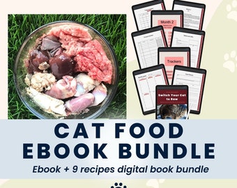 9 homemade raw recipes for cats + how to switch food ebook BUNDLE, boneless + raw meaty bones, pdf for Goodnotes, US CA only | Jess Caticles