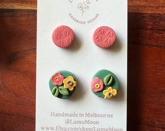Floral Polymer Clay Studs: Handmade Spring Earrings