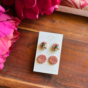 Floral stud pack, floral studs, floral stud packs, polymer clay earrings, gifts for her, surgical steel, stud pack, handmade earrings