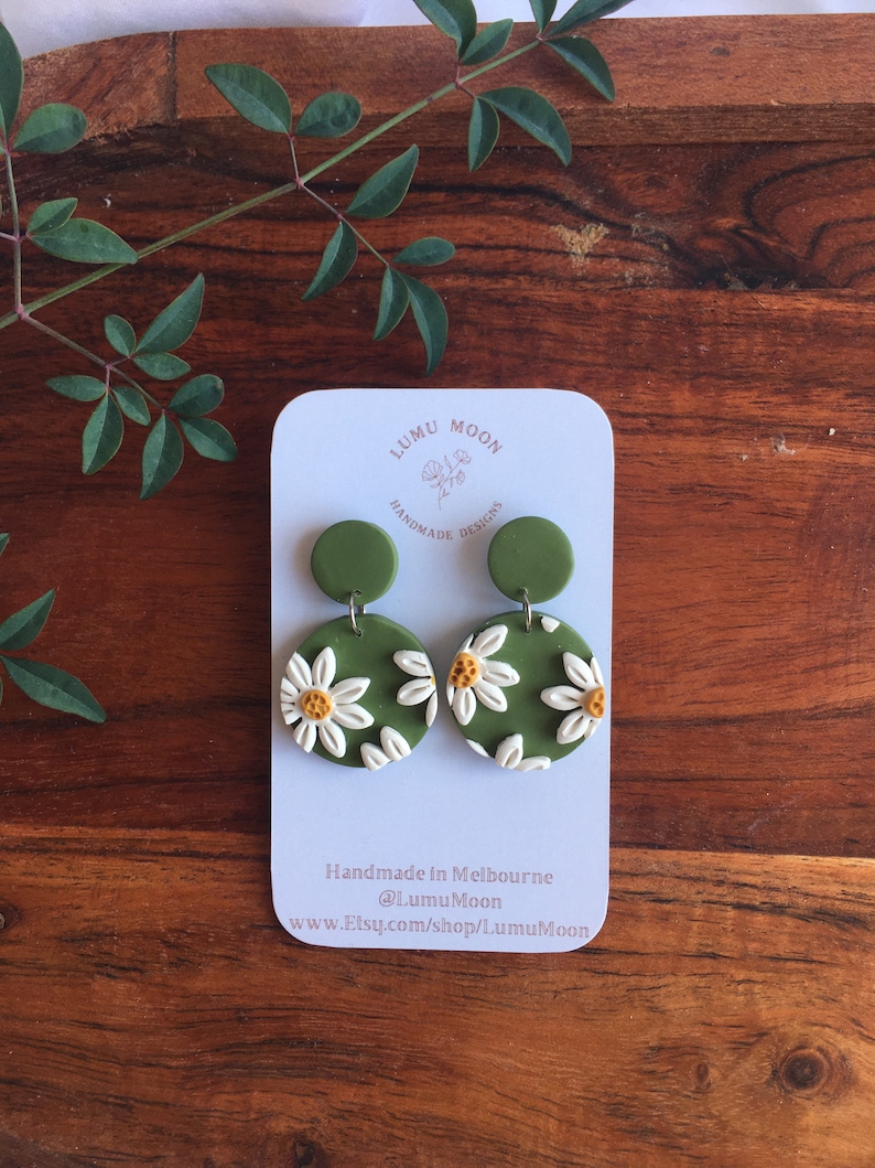 Daisy Statement Earrings Cute Bright Daisy Earrings Etsy Australia