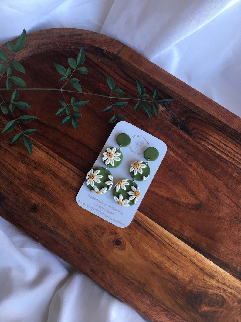 Daisy Statement Earrings Cute Bright Daisy Earrings Etsy