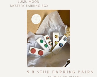Mystery Stud Earring Box, polymer clay earring, lucky dip, mystery, gift for her, grab bag, surprise, mystery box, floral studs, handmade