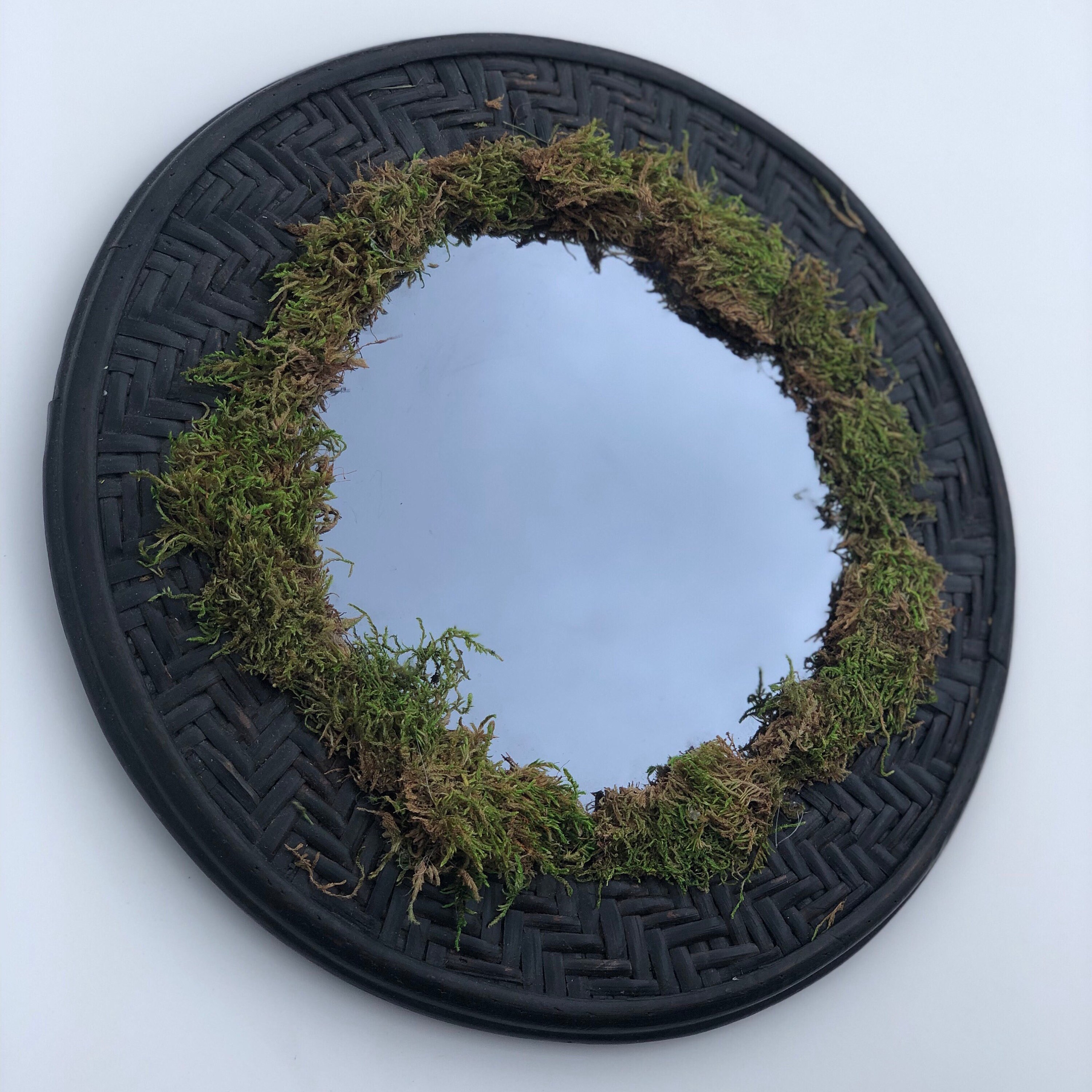 Wood Frame Moss Mirror Etsy