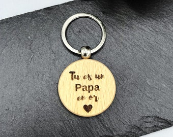 Porte-clés Fête des Pères : Cadeau personnalisé papa, porte-clés bois, cadeau pour lui, personnalisable, cadeau fête des père, amour