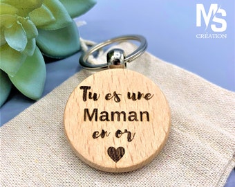 Porte-clés Fête des Mères : Cadeau personnalisé maman, porte-clés bois, cadeau maman, personnalisable, cadeau fête des mères, amour