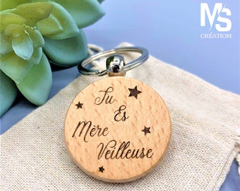 Porte-clés Fête des Mères : Cadeau personnalisé maman, porte-clés bois, cadeau maman, personnalisable, cadeau fête des mères, amour