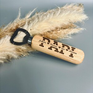 Personalized Wooden Bottle Opener with Engraving - Grandfather's Day Gift - Original Gift Idea for Grandpa