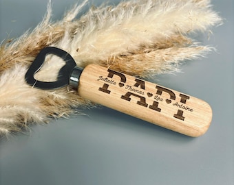 Personalized Wooden Bottle Opener with Engraving - Grandfather's Day Gift - Original Gift Idea for Grandpa