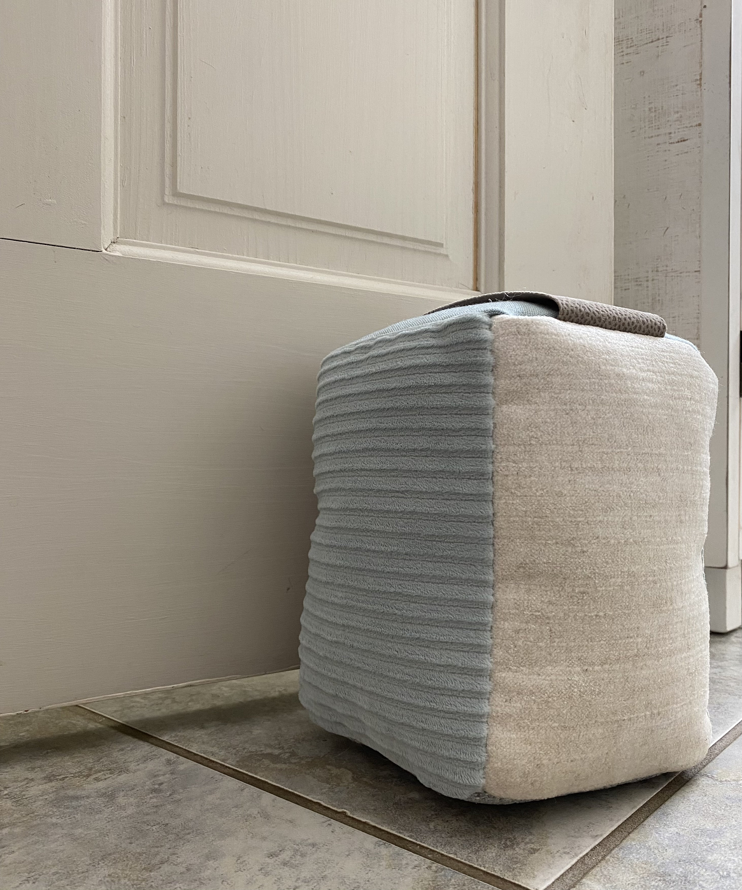 Filled Door Stop With Handle Light Blue Velvet Taupe Etsy