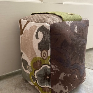 Filled FabricDoor Stop with Handle, Green, Tan, Brown, Beige, Decorative Door Stop, Home Decor, Indoor Door Stopper, Unique Door Stopper
