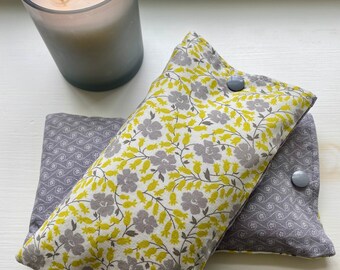 Lavender Eye Pillow, Floral, Green, White, Gray, Aromatherapy, Stress Relief, Weighted, Removable Cover, Friend, Sister, Bachelorette, Spa