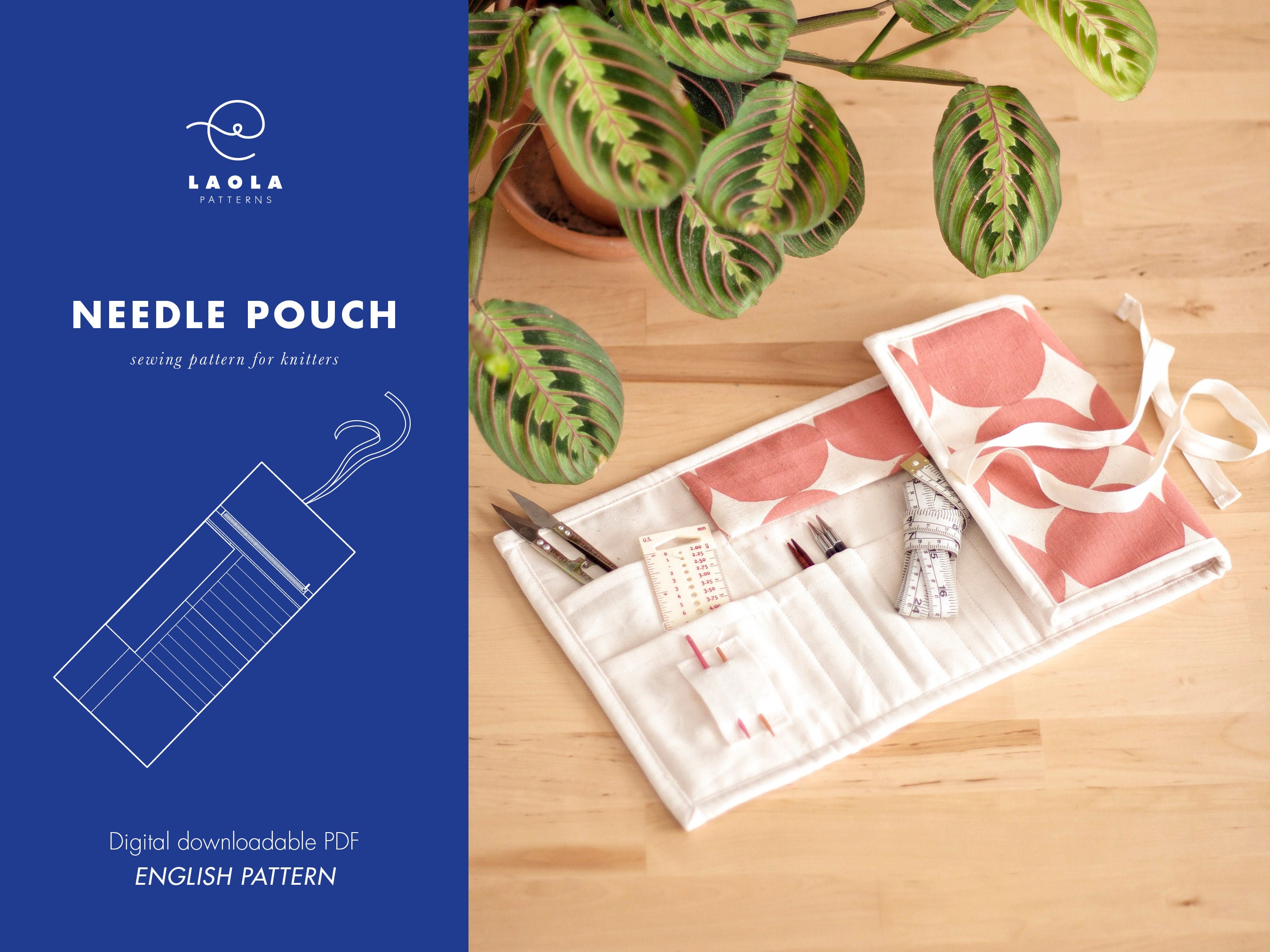 English PDF Sewing Pattern, Needle Pouch Sewing Pattern