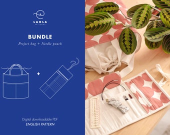 English PDF Sewing Pattern, BUNDLE: Project Bag + Needle Pouch Sewing Pattern