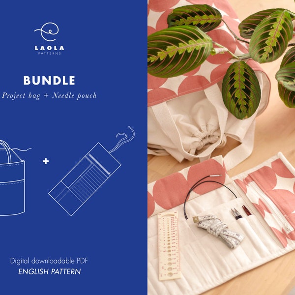 English PDF Sewing Pattern, BUNDLE: Project Bag + Needle Pouch Sewing Pattern