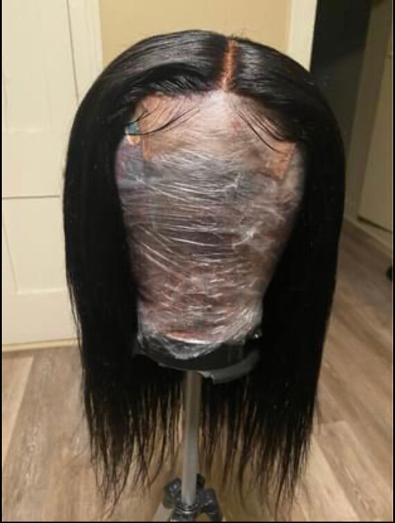 18” virgin hair Closure Wig Kinky Straight Fit  main image 4
