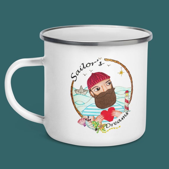 Taza Esmaltada, Sailor's Dreams. Taza De Camping, Taza De Café, Taza De  Viaje. 