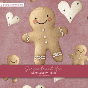 Watercolor Gingerbread Man Seamless Pattern: Printable Christmas Wrapping Paper & Fabric