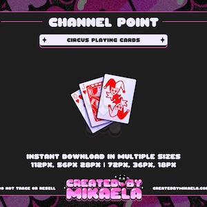 Speelkaarten Twitch-emote, kanaalpunt en abonnement-badgepictogram: jokerkaart-emoji voor streamers en chat