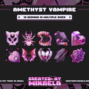 Amethyst Vampire Twitch Sub Badges (Purple) | Bit Badges | Twitch Sub Badges | Emotes | Sub Badges Gothic | Discord Roles | Youtube, Discord